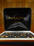 25/0848 mint kilgour french & stanbury savile row bespoke blue / gold crest blazer buttons set in velvet box