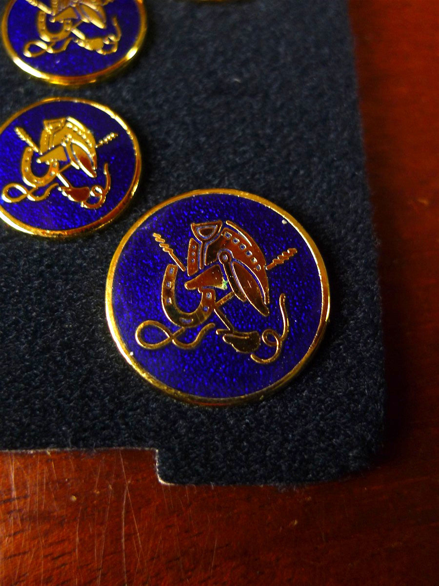 25/0848 mint kilgour french & stanbury savile row bespoke blue / gold crest blazer buttons set in velvet box