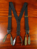 25/0857 quality black woven elastic braces w/ black leather ends multifit
