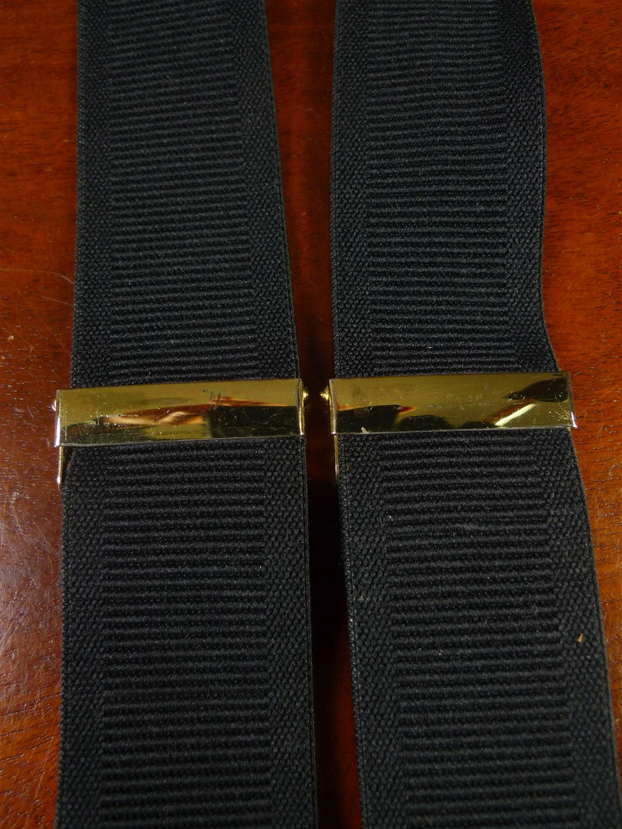 25/0857 quality black woven elastic braces w/ black leather ends multifit