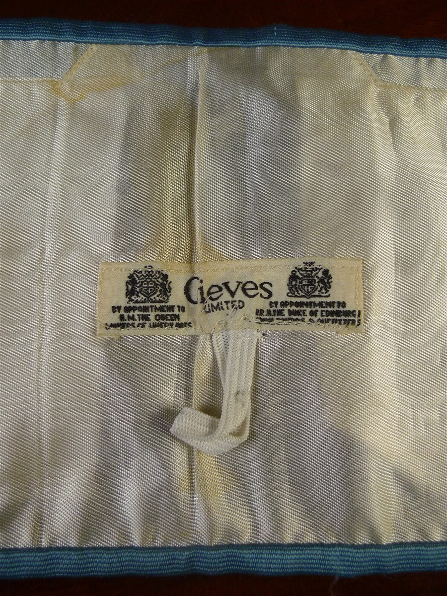 25/0841 vintage gieves savile row teal blue grosgrain silk cummerbund 36-38