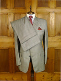 25/0867 denman & goddard 1995 savile row bespoke grey / blue prince of wales check worsted suit w/ 2 pair trs 42 long