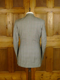 25/0867 denman & goddard 1995 savile row bespoke grey / blue prince of wales check worsted suit w/ 2 pair trs 42 long