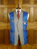 25/0867 denman & goddard 1995 savile row bespoke grey / blue prince of wales check worsted suit w/ 2 pair trs 42 long
