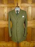 25/0868 superb denman & goddard 1996 savile row bespoke green / blue wp check 3-piece tweed suit w/ghillie collar 40 long