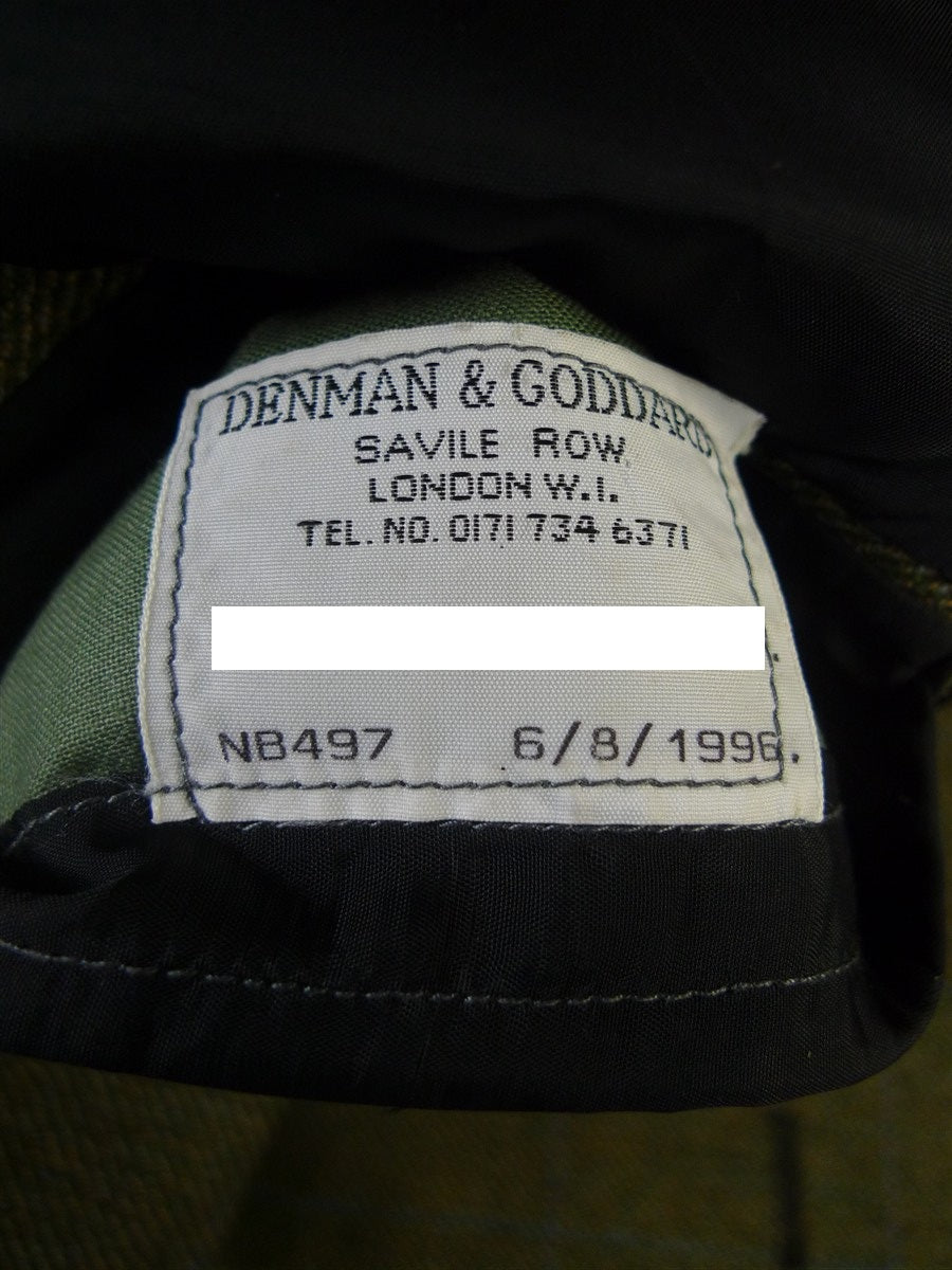 25/0868 superb denman & goddard 1996 savile row bespoke green / blue wp check 3-piece tweed suit w/ghillie collar 40 long