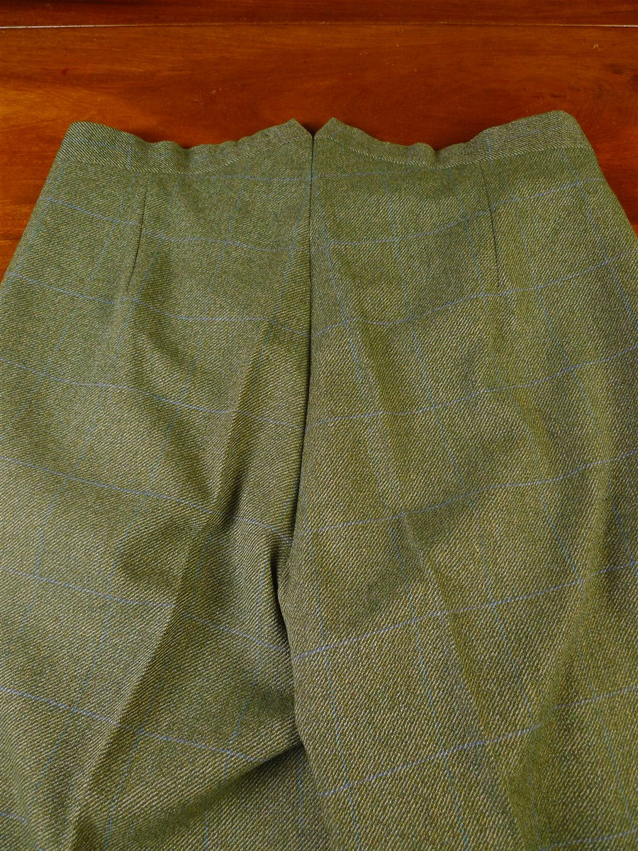 25/0868 superb denman & goddard 1996 savile row bespoke green / blue wp check 3-piece tweed suit w/ghillie collar 40 long