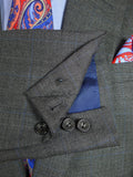 25/0871 immaculate stuart lamprell 2022 savile row bespoke grey / blue prince of wales check worsted suit w/ 2 pair trs 40 short