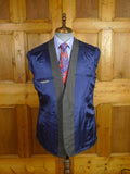 25/0871 immaculate stuart lamprell 2022 savile row bespoke grey / blue prince of wales check worsted suit w/ 2 pair trs 40 short