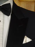 25/0872 immaculate stuart lamprell 2022 savile row bespoke black barathea worsted wool dinner suit DJ w/ contrast lining 41 short