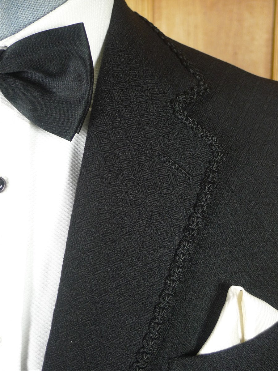 25/1020 wonderful 1960s 1970s vintage daks piccadilly worsted mix textured black dinner jacket & matching waistcoat 38 regular