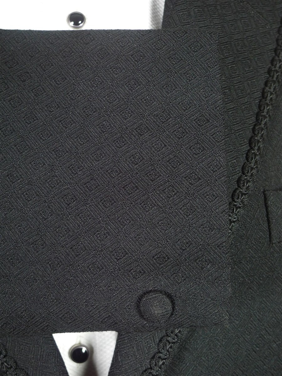 25/1020 wonderful 1960s 1970s vintage daks piccadilly worsted mix textured black dinner jacket & matching waistcoat 38 regular