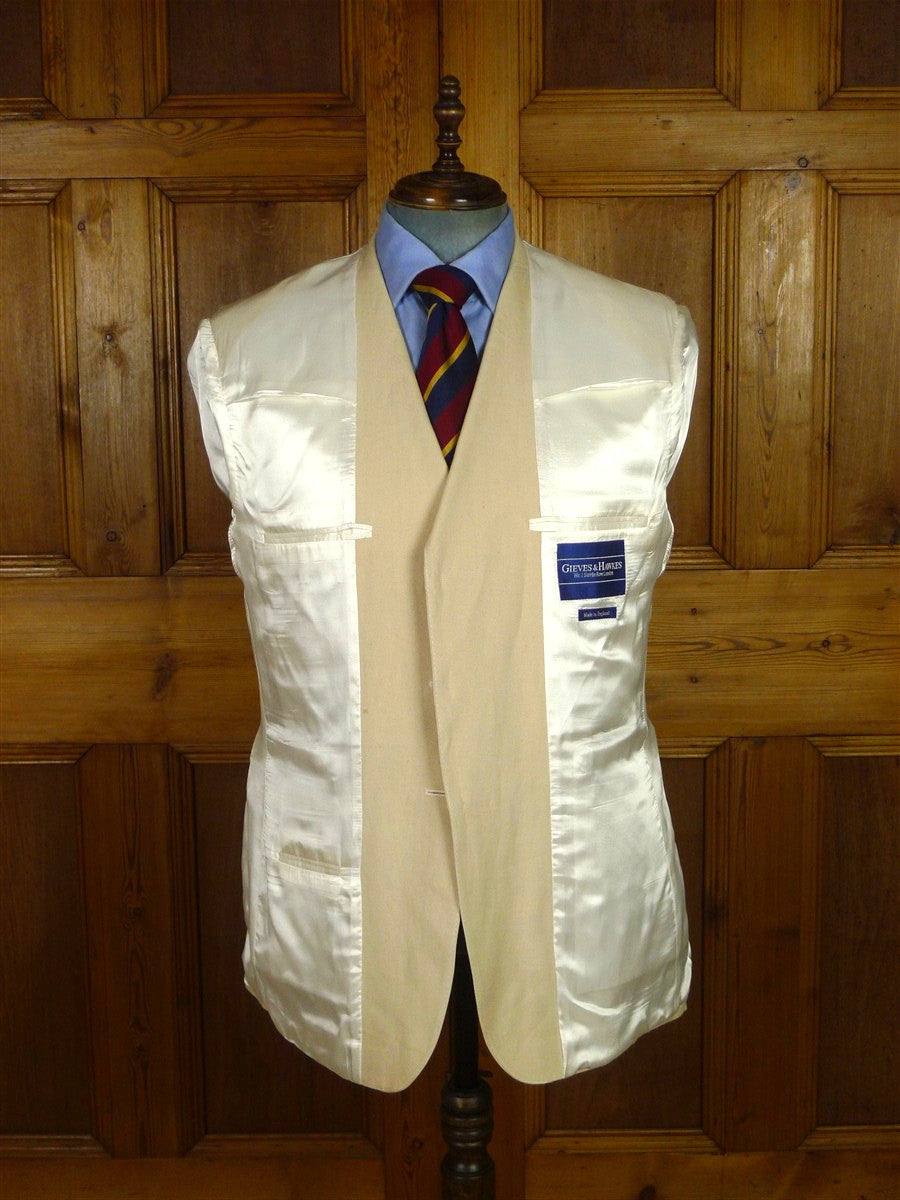 25/1016 gieves & hawkes savile row canvassed cream 100% linen blazer jacket 43-44 regular