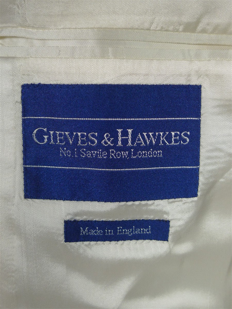 25/1016 gieves & hawkes savile row canvassed cream 100% linen blazer jacket 43-44 regular