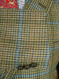 25/1009 near immaculate daks jermyn street green gun check wool tweed half norfolk style sports jacket blazer 40-41 regular