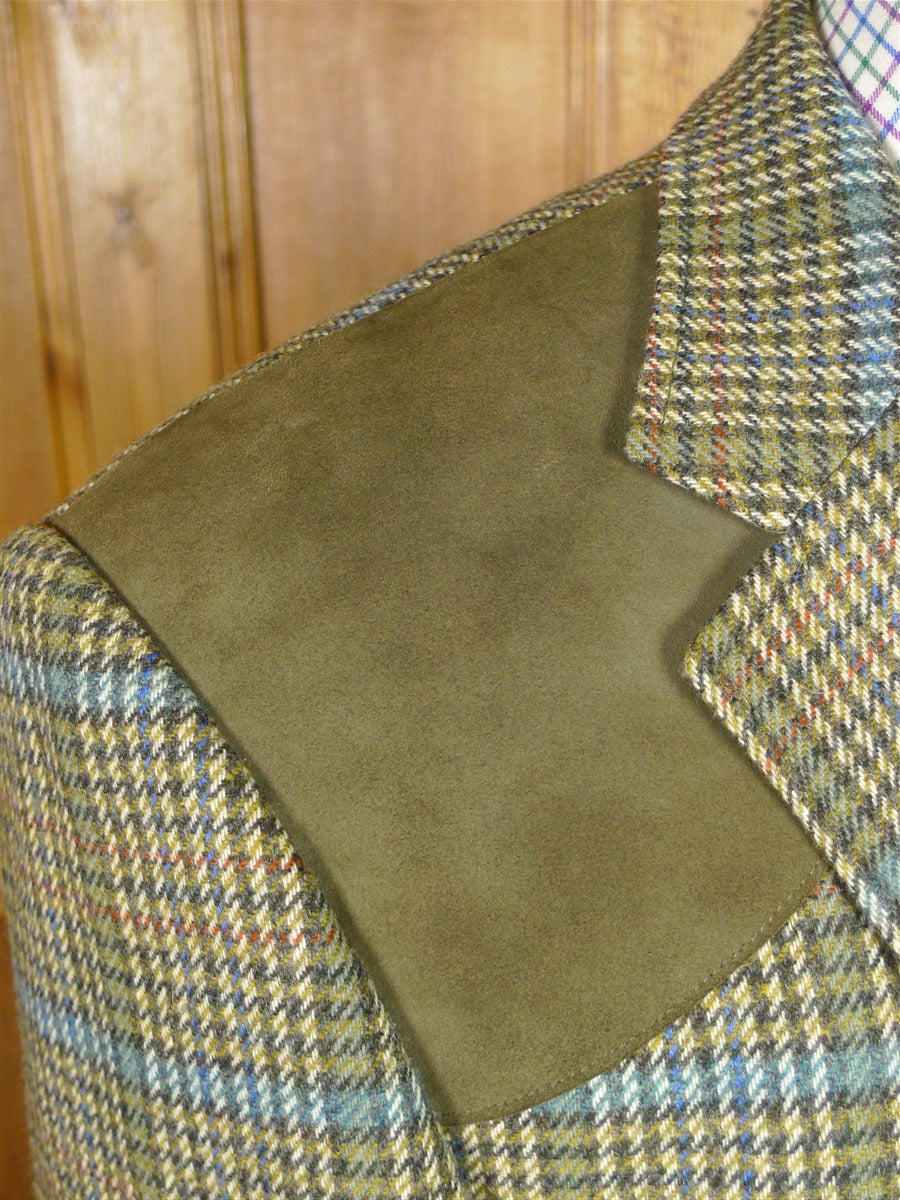 25/1009 near immaculate daks jermyn street green gun check wool tweed half norfolk style sports jacket blazer 40-41 regular