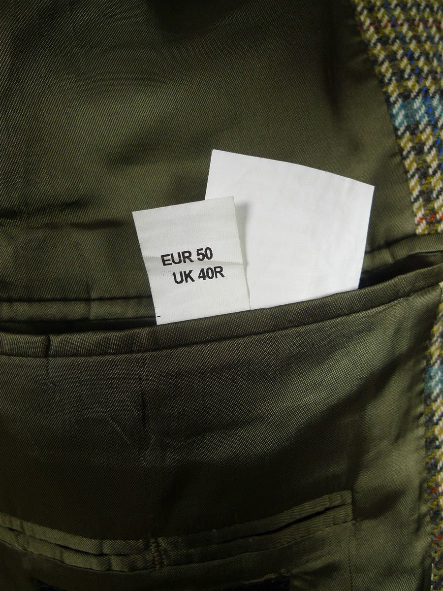 25/1009 near immaculate daks jermyn street green gun check wool tweed half norfolk style sports jacket blazer 40-41 regular