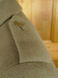 25/1051 immaculate vintage crombie melton wool british warm overcoat w/ leather buttons 38-40