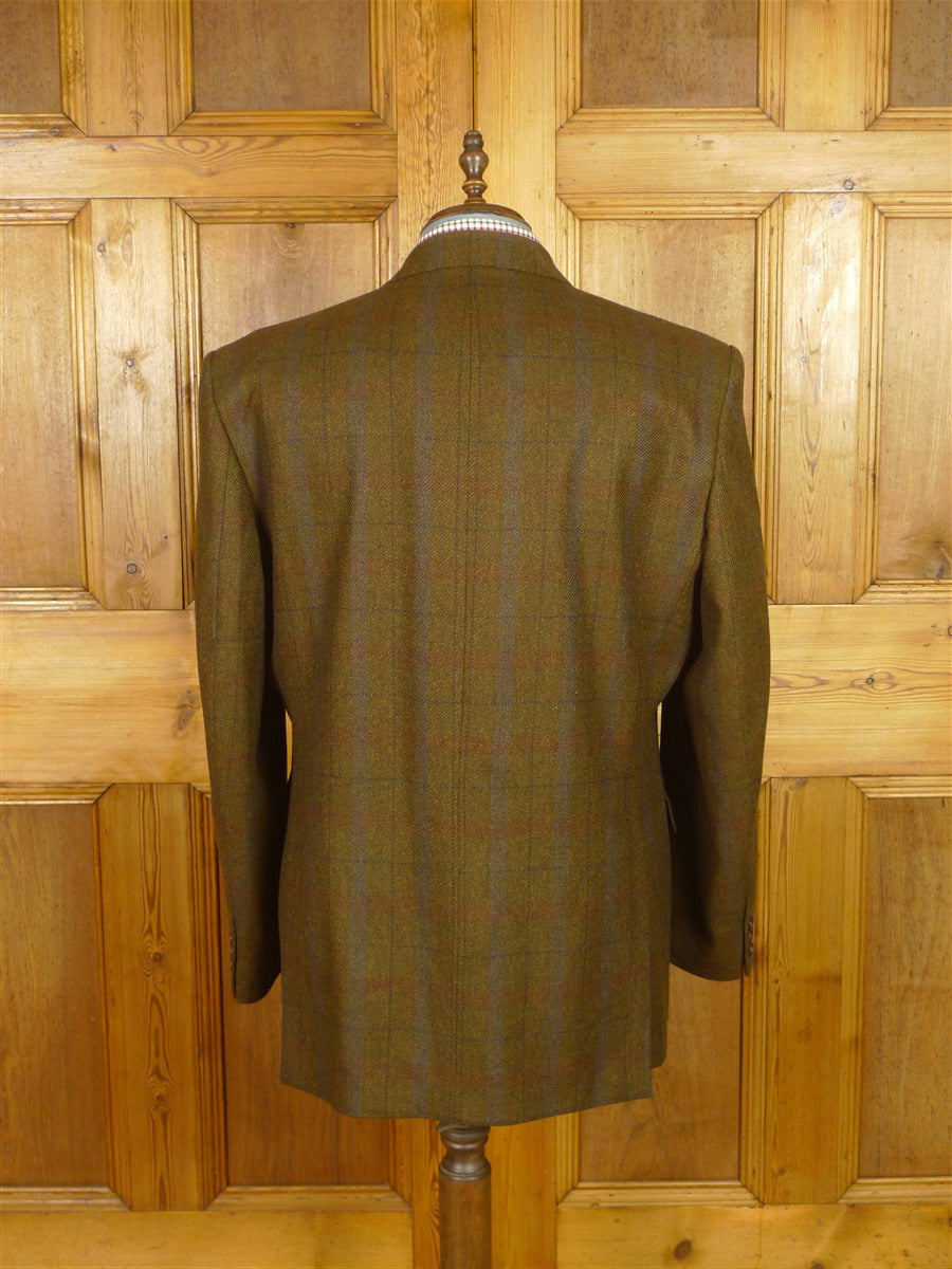 25/1048 immaculate daks brown wp check tweed sports jacket blazer 46-47 long