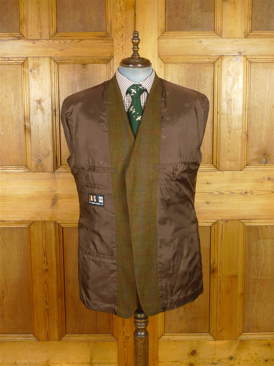 25/1048 immaculate daks brown wp check tweed sports jacket blazer 46-47 long