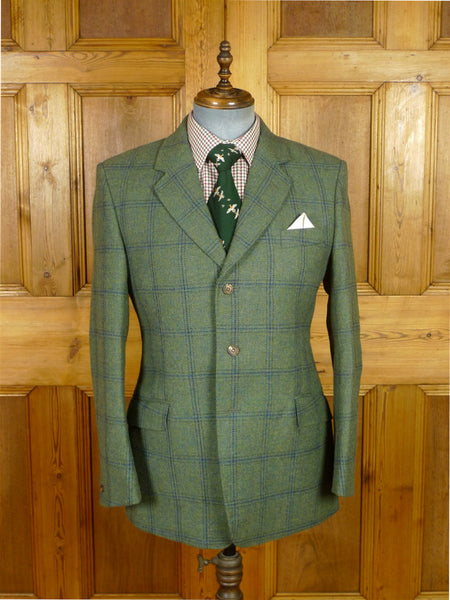 25/1046 immaculate redmayne green wp check tweed jacket w/ horn buttons 40 regular to long