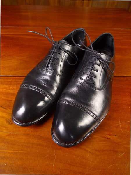 25/0736 vintage john lobb black calf leather oxford brogue trim shoe uk 10