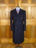 25/1054 immaculate vintage austin reed navy blue double breasted full-length wool overcoat 40 regular