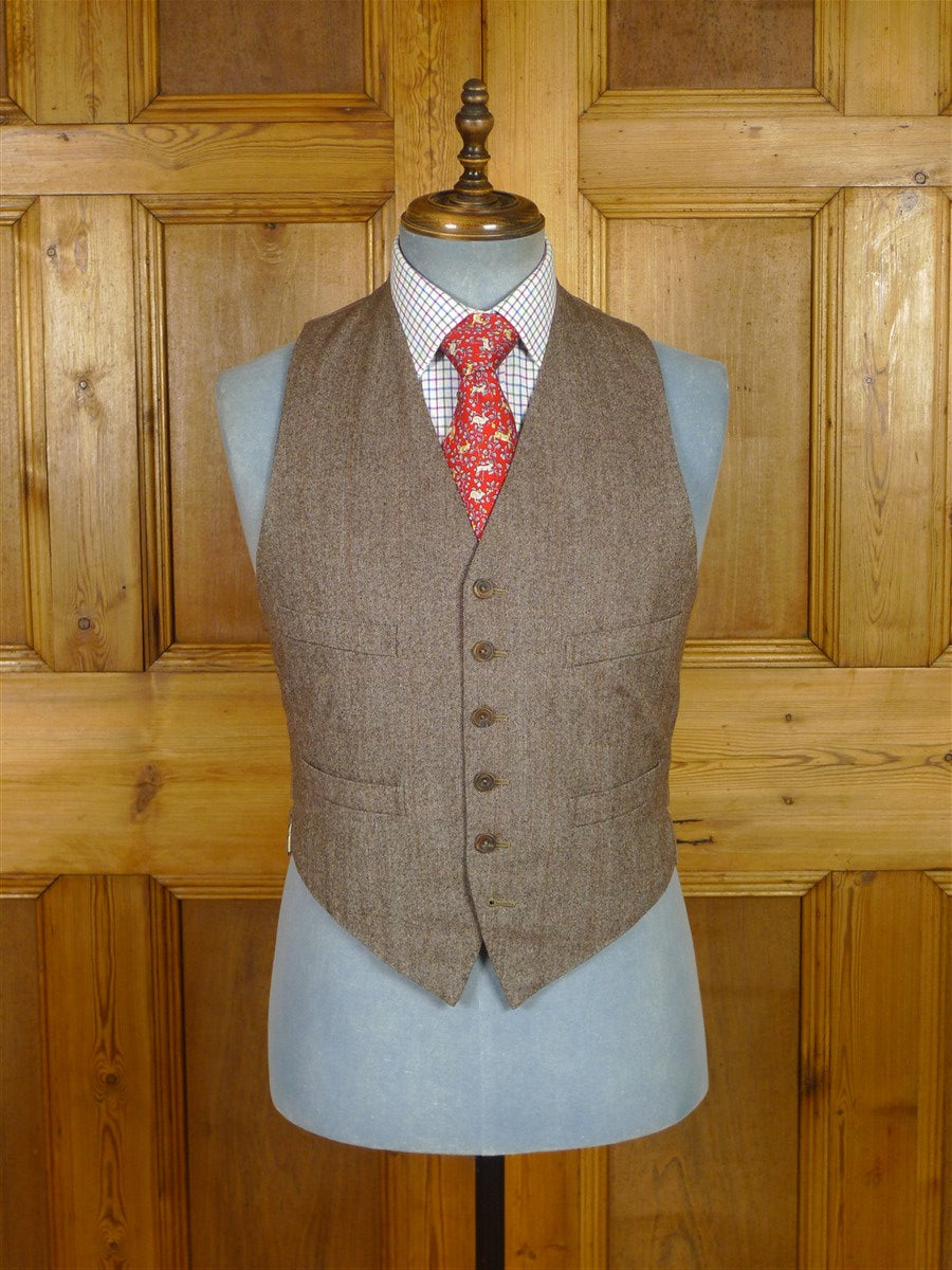 25/1055 fabulous 1958 huntsman & sons savile row bespoke brown wp check 3-piece worsted twill suit 38-39 long