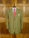 25/1057 exceptional 1991 anderson & sheppard savile row bespoke heavyweight green wp check tweed shooting suit w/ breeks 44-45 regular