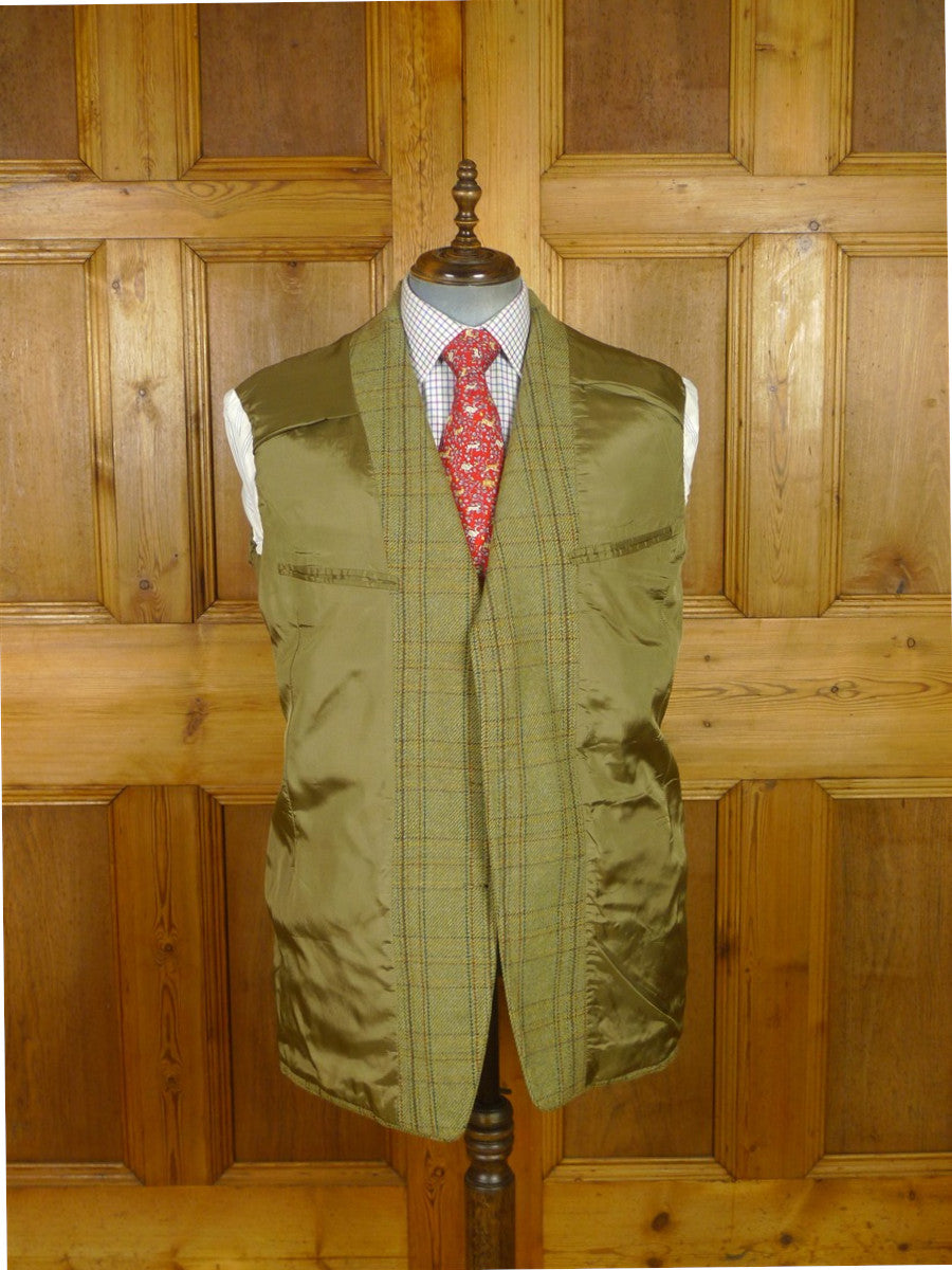 25/1057 exceptional 1991 anderson & sheppard savile row bespoke heavyweight green wp check tweed shooting suit w/ breeks 44-45 regular