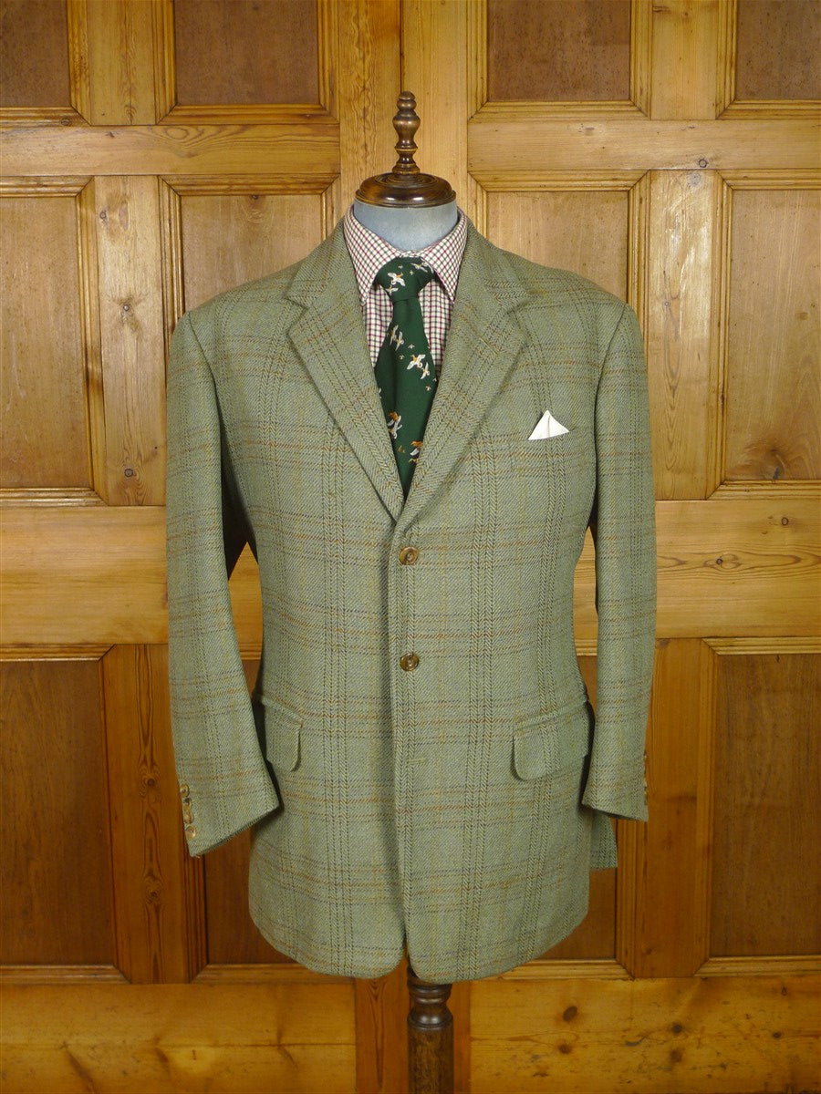 25/1058 exceptional 2005 anderson & sheppard savile row bespoke heavyweight green wp check tweed shooting suit w/ breeks 44-45 regular