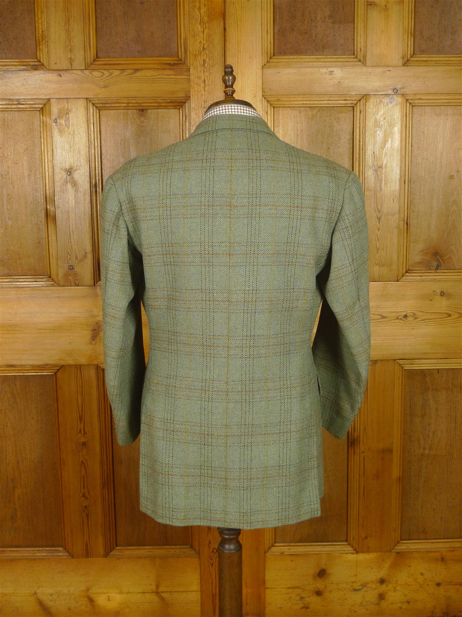 25/1058 exceptional 2005 anderson & sheppard savile row bespoke heavyweight green wp check tweed shooting suit w/ breeks 44-45 regular