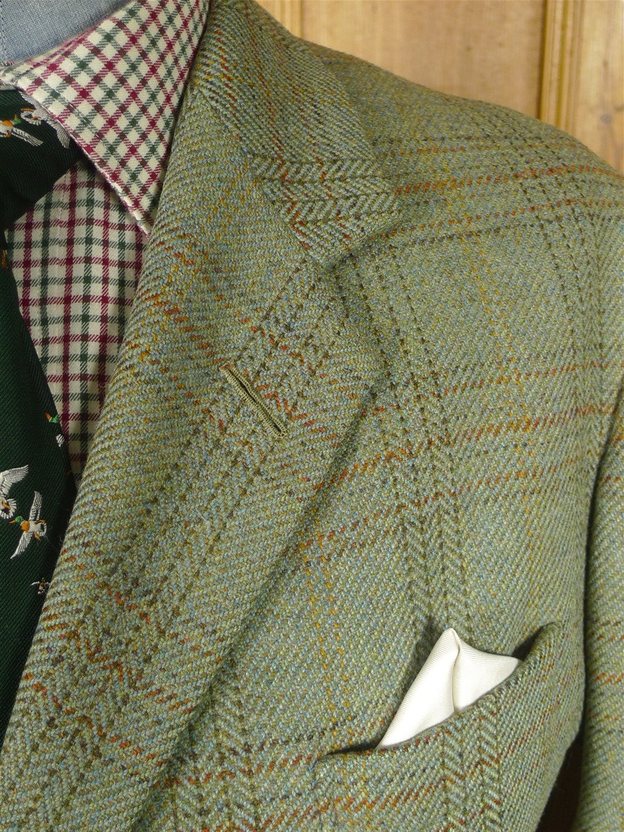 25/1058 exceptional 2005 anderson & sheppard savile row bespoke heavyweight green wp check tweed shooting suit w/ breeks 44-45 regular