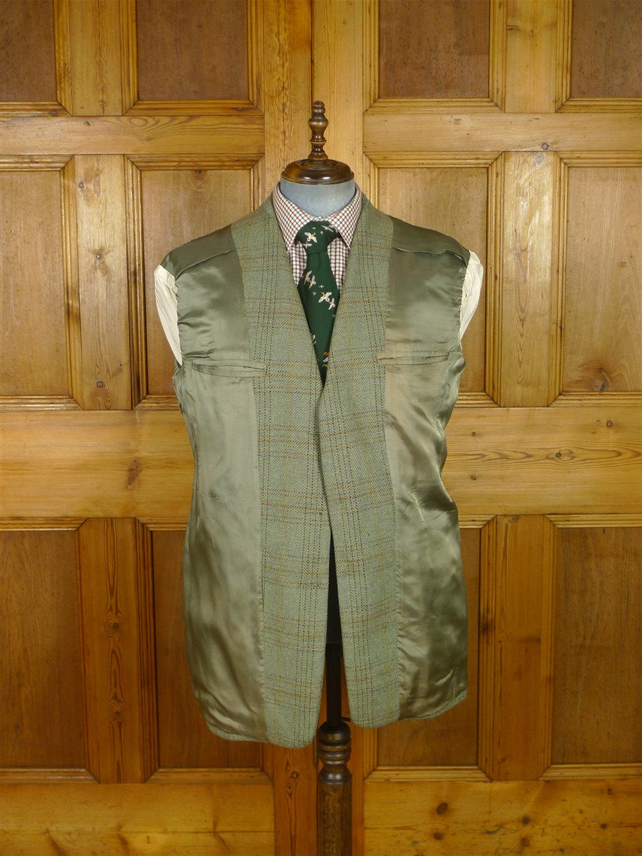 25/1058 exceptional 2005 anderson & sheppard savile row bespoke heavyweight green wp check tweed shooting suit w/ breeks 44-45 regular