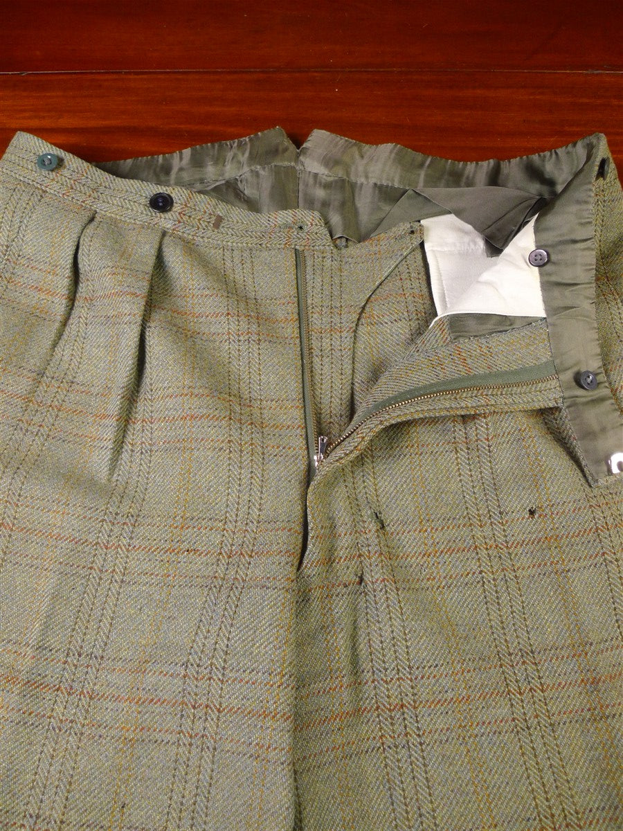 25/1058 exceptional 2005 anderson & sheppard savile row bespoke heavyweight green wp check tweed shooting suit w/ breeks 44-45 regular