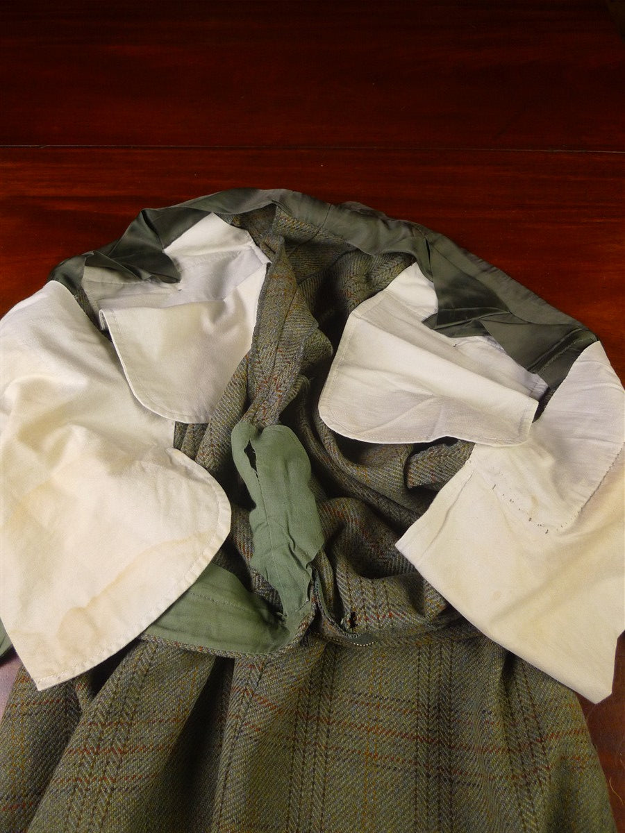 25/1058 exceptional 2005 anderson & sheppard savile row bespoke heavyweight green wp check tweed shooting suit w/ breeks 44-45 regular