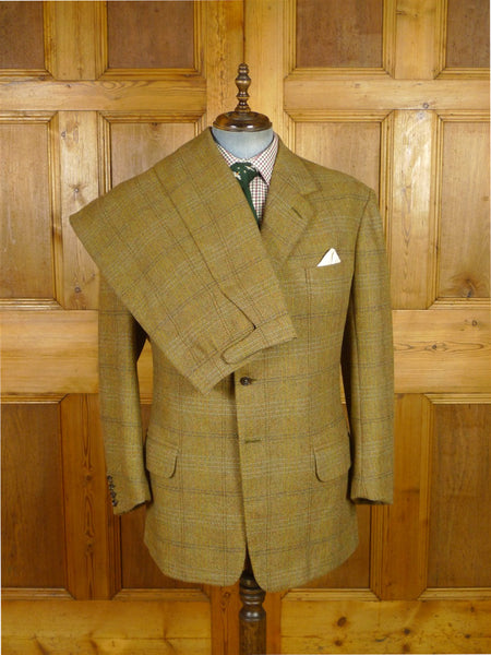 25/1059 exceptional 2005 anderson & sheppard savile row bespoke heavyweight brown wp check tweed shooting suit w/ breeks 43-44 regular