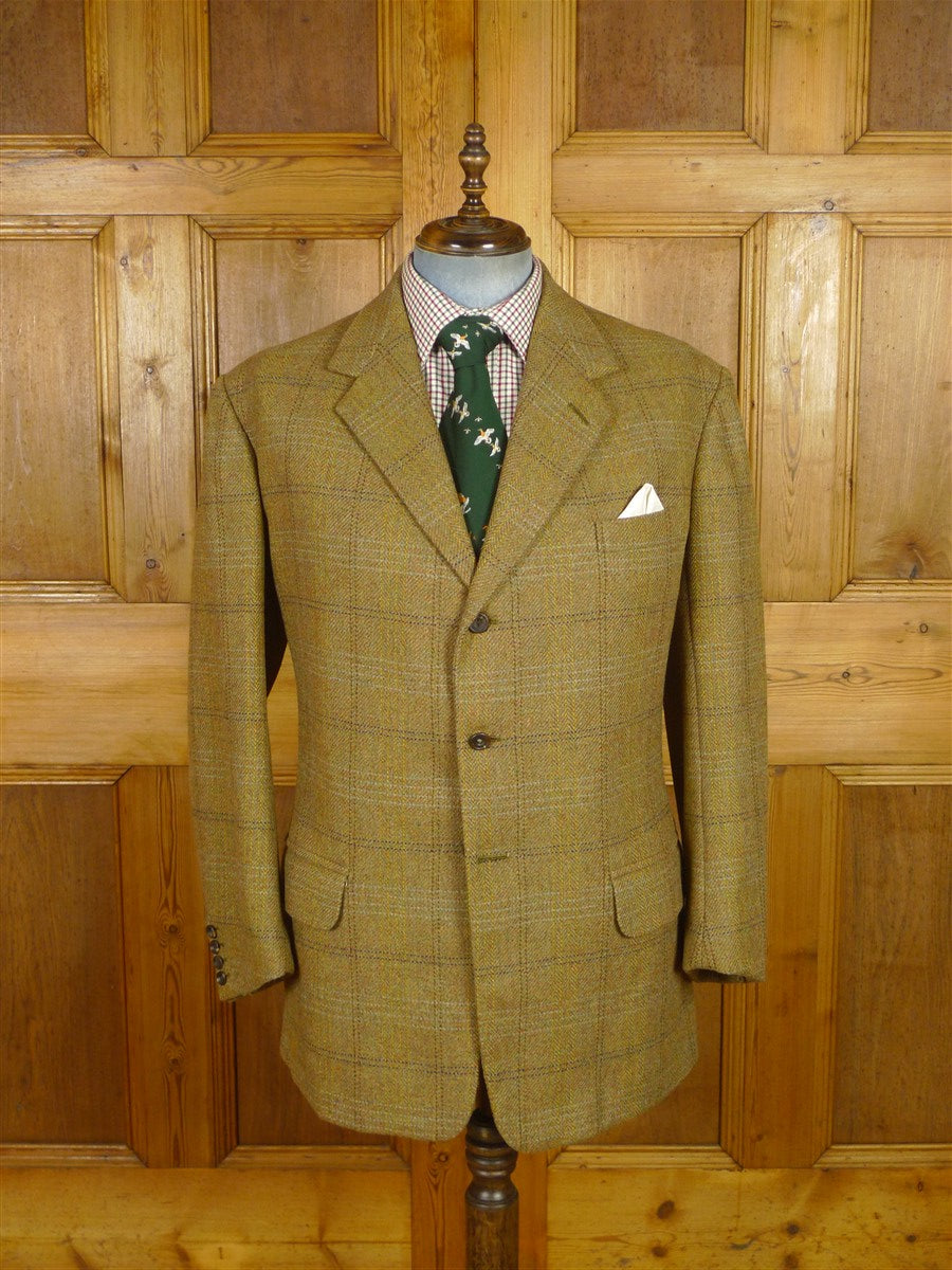 25/1059 exceptional 2005 anderson & sheppard savile row bespoke heavyweight brown wp check tweed shooting suit w/ breeks 43-44 regular