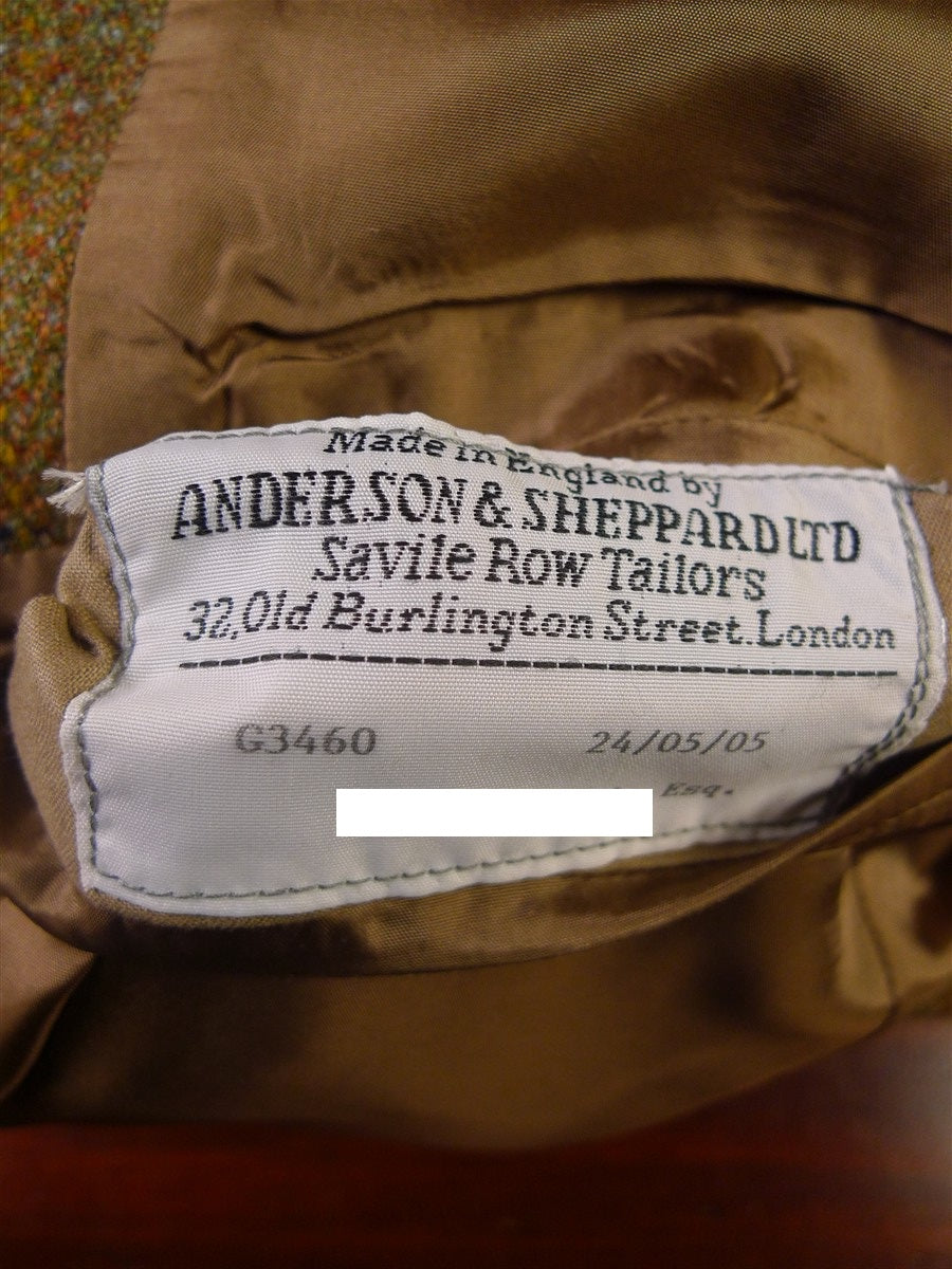 25/1059 exceptional 2005 anderson & sheppard savile row bespoke heavyweight brown wp check tweed shooting suit w/ breeks 43-44 regular