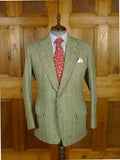 25/1061 beautiful 1980 vintage anderson & sheppard savile row bespoke heavyweight green / amber wp check tweed shooting suit w/ breeks 42 regular