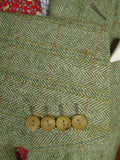 25/1061 beautiful 1980 vintage anderson & sheppard savile row bespoke heavyweight green / amber wp check tweed shooting suit w/ breeks 42 regular