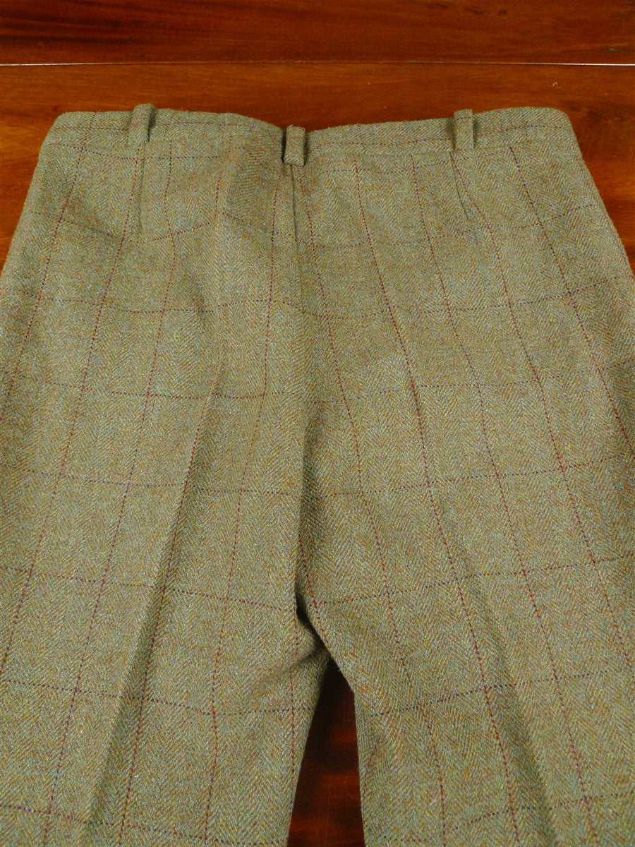 25/1062a vintage bespoke heavyweight green wp check tweed trouser 38