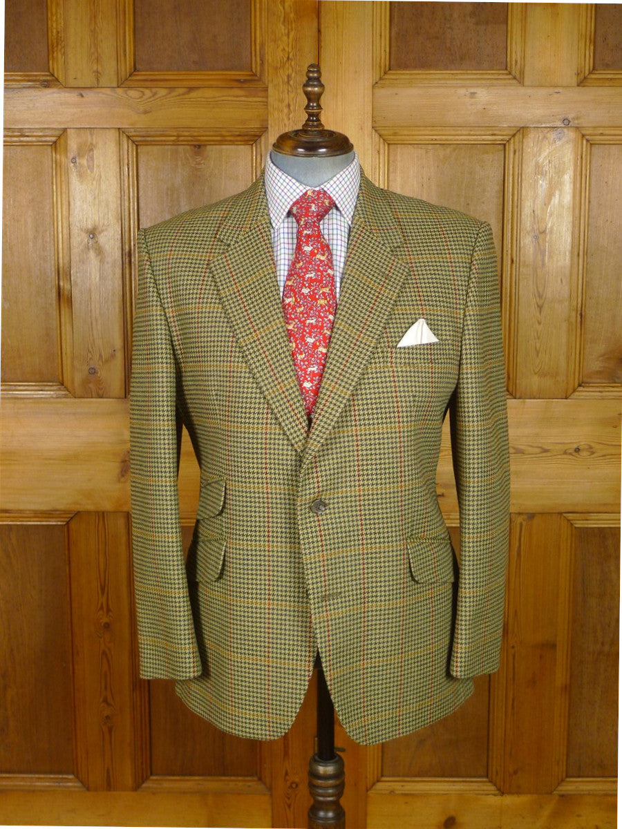25/1066 immaculate john g hardy brown / green gun check tweed jacket 43-44 regular