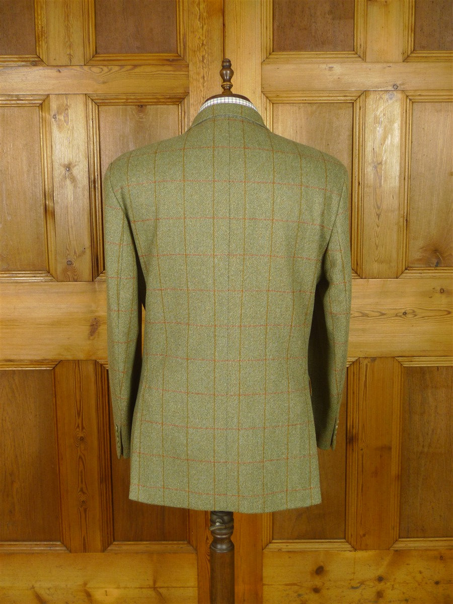25/1071 immaculate austin reed green / red wp check tweed sports jacket 44 regular