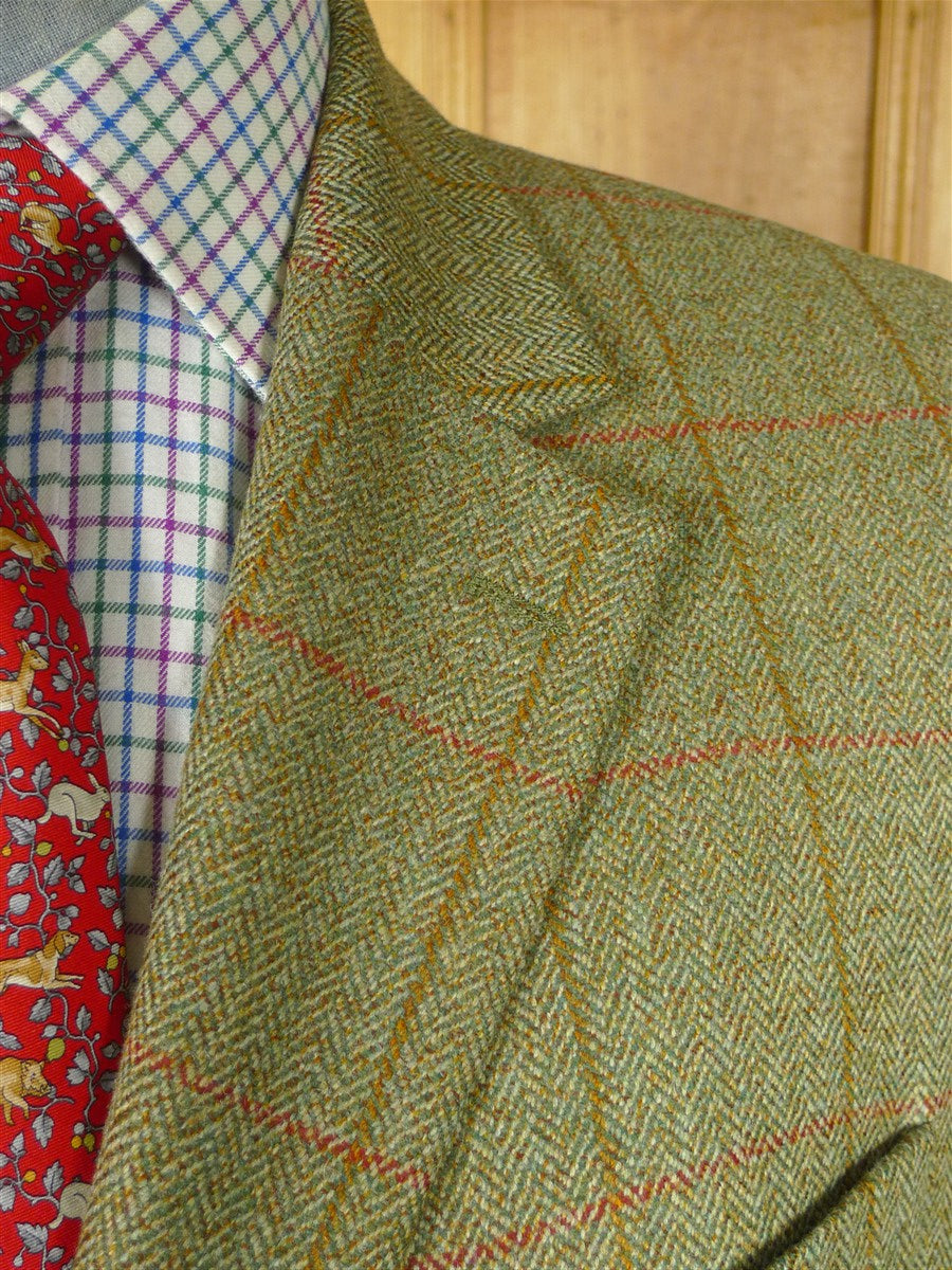 25/1071 immaculate austin reed green / red wp check tweed sports jacket 44 regular