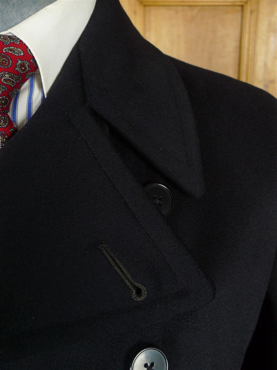 25/1087 vintage 1955 gieves savile row bespoke extra-heavy dark navy blue d/b greatcoat overcoat 38