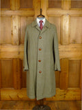 25/1088 beautiful genuine 1930s 1940s vintage harris tweed green herringbone overcoat coat 40