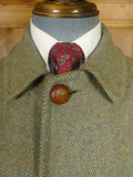 25/1088 beautiful genuine 1930s 1940s vintage harris tweed green herringbone overcoat coat 40