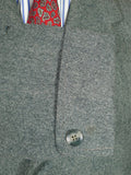 25/1082 beautiful 1950s vintage west of england grey grey herringbone wool overcoat raincoat w/ gauntlet cuff 38-39