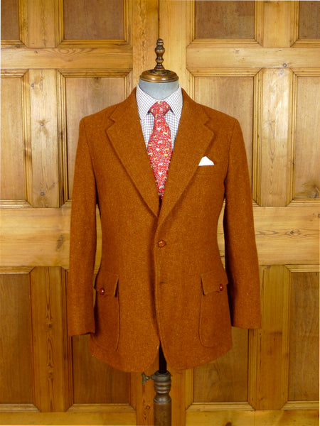 25/1072 wonderful russet brown vintage harris tweed half-norfolk style country jacket 42 regular